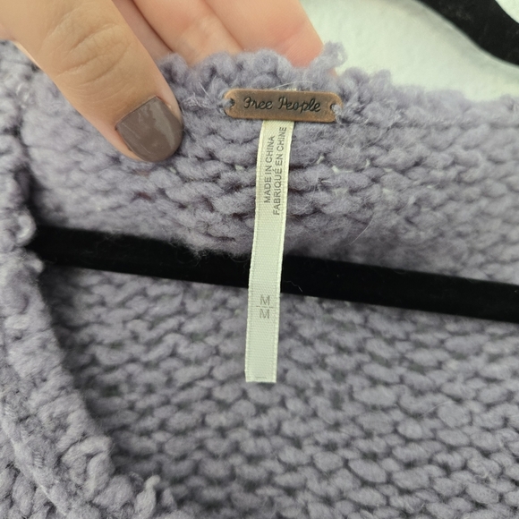 Free People M Purple Chunky Knit Pullover Sweater - Picture 6 of 7